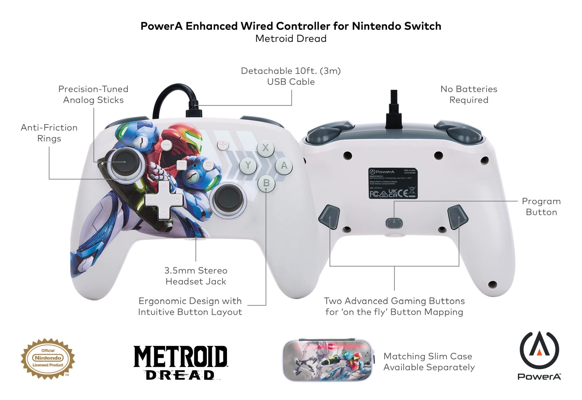 Mando Nintendo Switch Powera Mejorado Con Cable Metroid Dread Mando Nintendo Switch Powera Mejorado Con Cable Metroid Dread